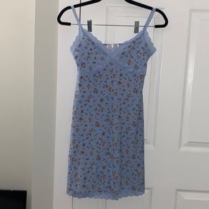 Mini Floral Dress with Lace Trim